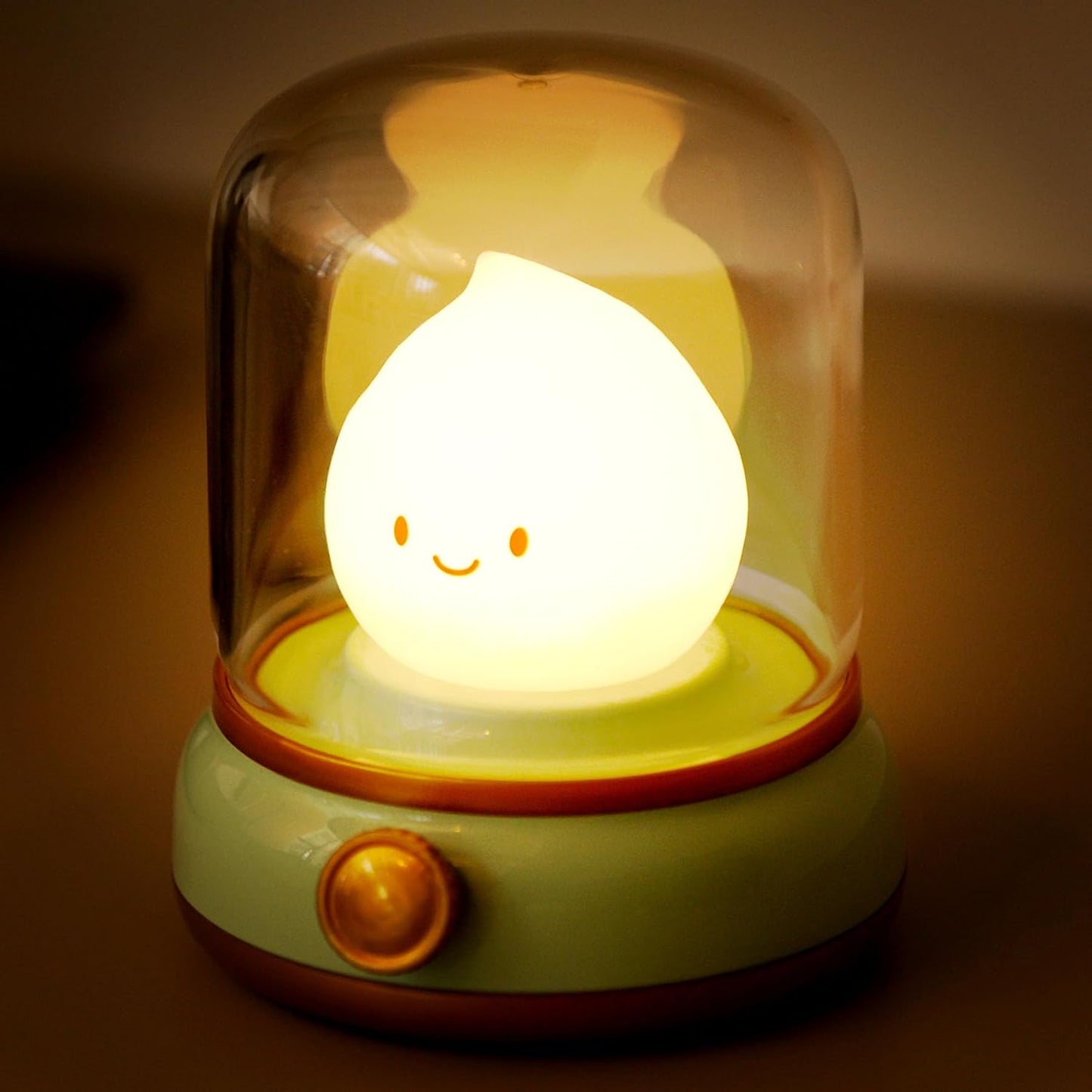 Cute Chibi Flame Lamp,Cozy Lights Mimics Flickering Flame Effect Amber Light,2 Modes Rechargeable Dimming Great ambience Light for Camping, Curing, Decoration,Smoko Light