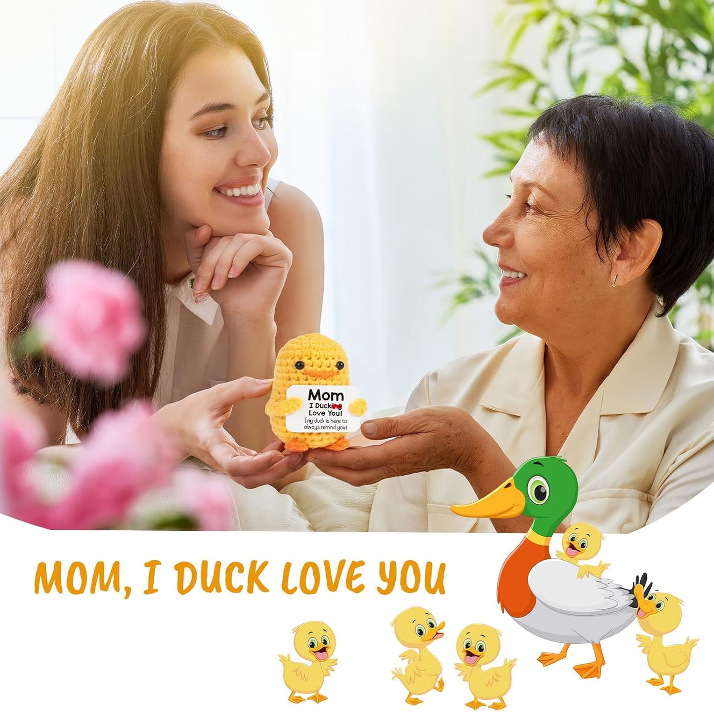 MBL Funny Birthday Gifts for Mom – I Duck Love You Mom, Handmade Crochet Cute Small Duck Unique Presents for Mama Bonus Step Mom Mother in Law Mothers Day Christmas Stocking Stuffers Valentines