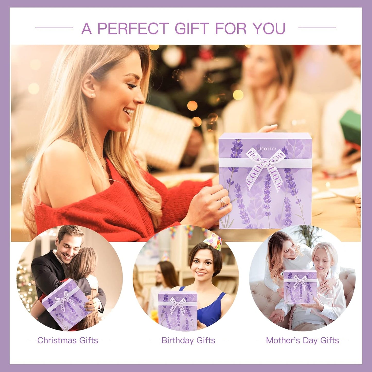 Gifts for Women, Birthday Gifts for Women Spa Gifts Baskets for Women Bubble Bath and Body Gifts Set for Women Lavender Gifts for Mom Her Female Sister Mother Teacher Wine Tumbler Purple Gifts