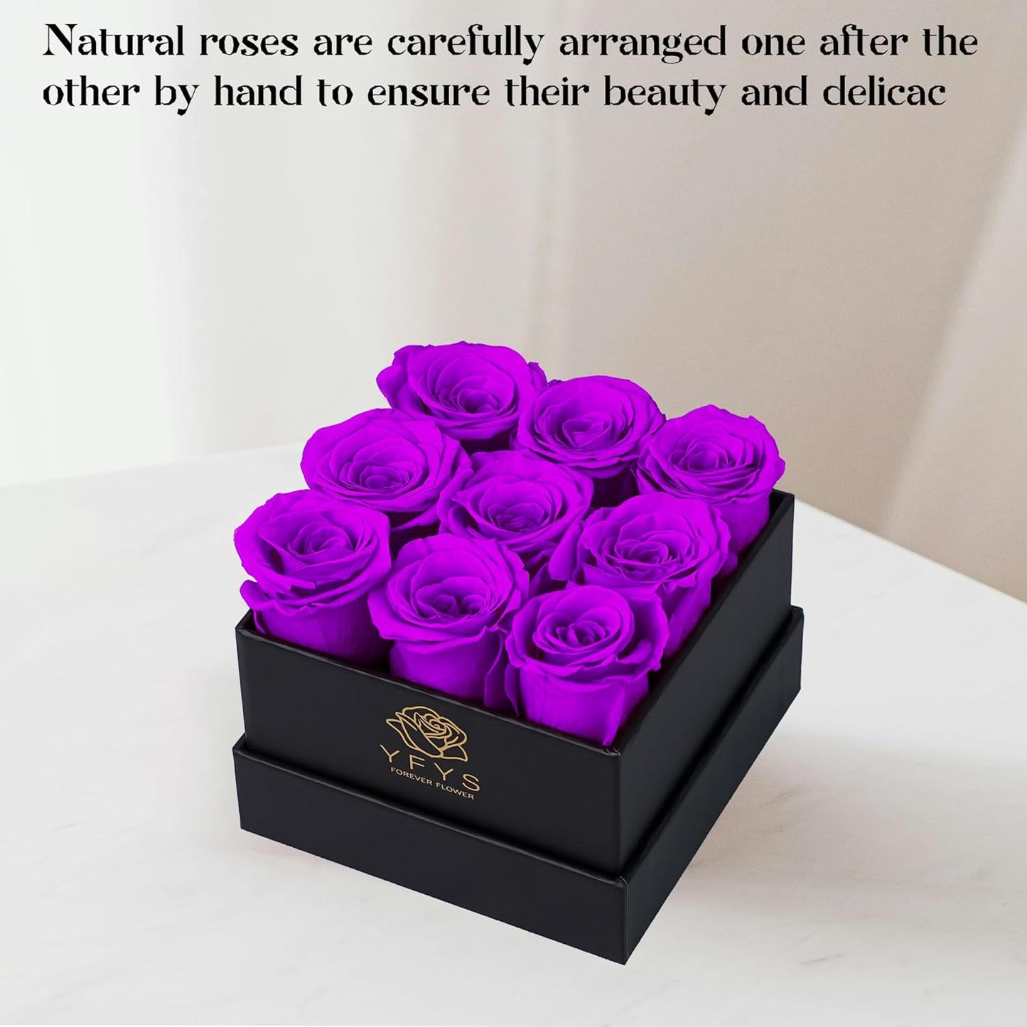 Forever Rose Flowers for Delivery Prime - 9pcs Preserved Fresh Roses, Genuine Roses That Last for Years, for Birthday Gifts for Women, Valentines Day, and Mother's Day (Deep Purple)