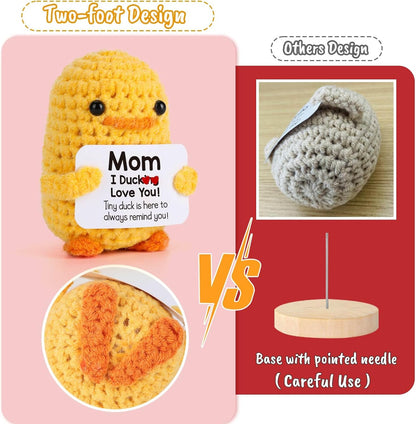 MBL Funny Birthday Gifts for Mom – I Duck Love You Mom, Handmade Crochet Cute Small Duck Unique Presents for Mama Bonus Step Mom Mother in Law Mothers Day Christmas Stocking Stuffers Valentines