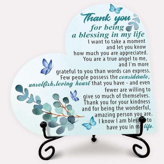 Thank You Gifts for Women, Thank You for Being a Blessing in My Life, Wooden Heart Plaque Home Decor, Birthday Mother's Day Thanksgiving Christmas Gift Ideas for Family Member Friends 5 x 5 inch - 02