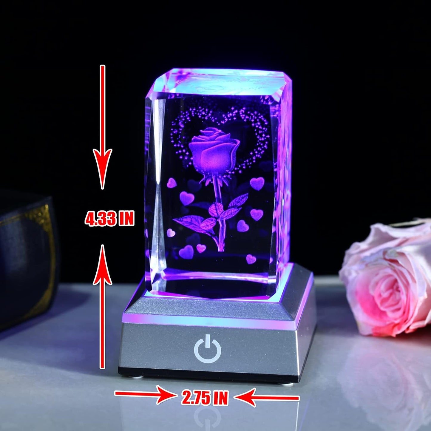 Gifts for Women, 3D Rose K9 Crystal Ball Creative Night Light, Luxurious and Beautiful,Valentine's Day, Birthdays, Anniversaries, Etc,for Wife,Girlfriend,The Gift of Expressing a Hobby