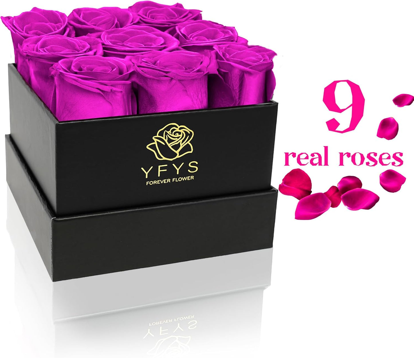 Forever Rose Flowers for Delivery Prime - 9pcs Preserved Fresh Roses, Genuine Roses That Last for Years, for Birthday Gifts for Women, Valentines Day, and Mother's Day (Deep Purple)