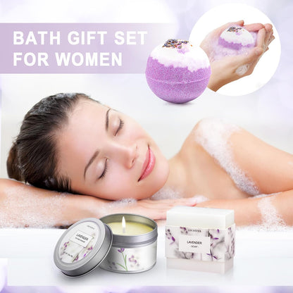 Gifts for Women, Birthday Gifts for Women Spa Gifts Baskets for Women Bubble Bath and Body Gifts Set for Women Lavender Gifts for Mom Her Female Sister Mother Teacher Wine Tumbler Purple Gifts