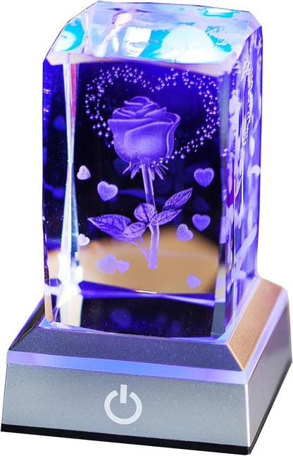 Gifts for Women, 3D Rose K9 Crystal Ball Creative Night Light, Luxurious and Beautiful,Valentine's Day, Birthdays, Anniversaries, Etc,for Wife,Girlfriend,The Gift of Expressing a Hobby