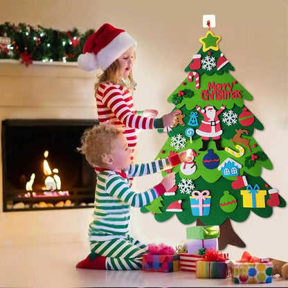 DIY Felt Christmas Tree Set with Detachable Ornaments - 3Ft Lighted Wall Hanging, Fun and Creative Activity for Kids and Families, Great for Christmas Decorations and Gift Giving