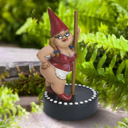 Funny Woman Dancing Gnome, Pole Dance Garden Gnomes, Funny Outdoor Indoor Statue for Home, Creative Figurine Decoration for Patio Lawn Garden Yard Art (Red)