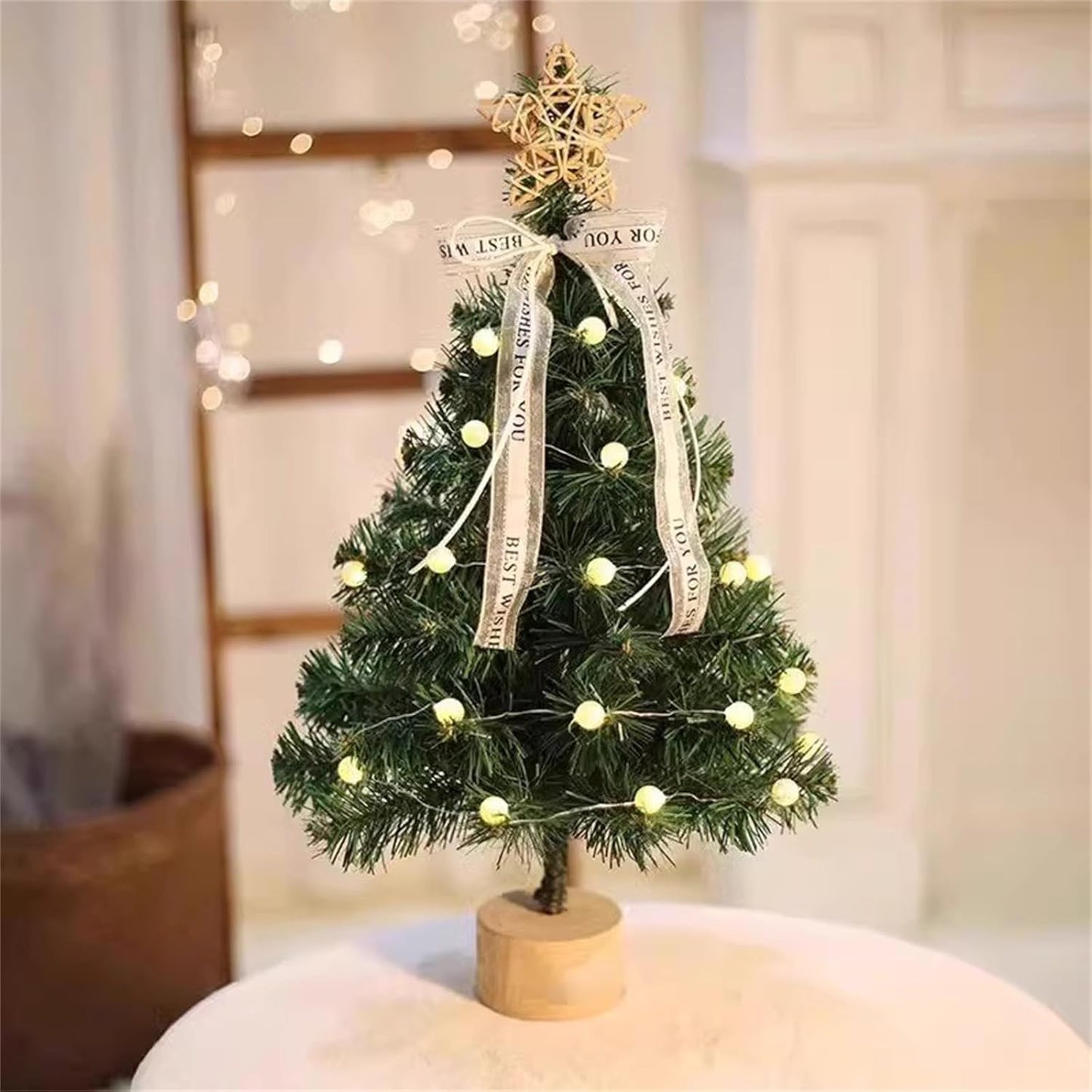 Mini Christmas Tree, 19 in Tabletop Xmas Tree Artificial Decorations Tree with DIY Tabletop Ornament for Home Christmas Holiday Decor (Green)