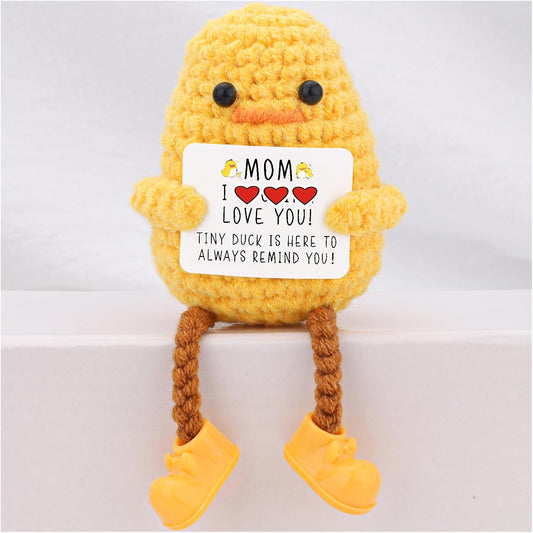 Gifts for Mom Long Legged Cute Support Duck, Christmas Mothers Day Birthday Gifts for Mom from Daughter Son, Handmade Crochet Knitted Positive Cute Duck Gifts