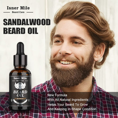 Isner Mile Beard Kit for Men, Grooming & Trimming Tool Complete Set with Shampoo Wash, Beard Care Oil, Balm, Brush, Comb, Scissors & Storage Bag, Birthday Gifts for Him Men Dad Father Boyfriend