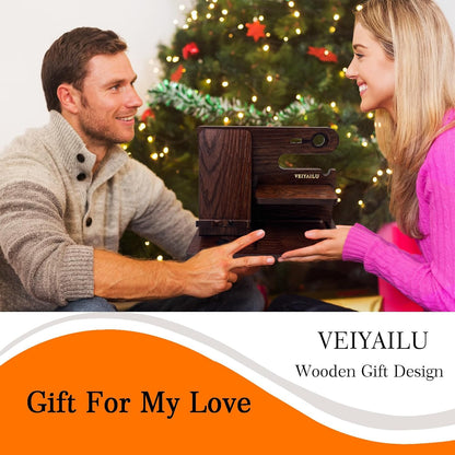 VEIYAILU Gifts for Men Women Brother Boss Boyfriend Him,Nightstand Organizer,Gifts for Dad from Daughter Son Gift Ideas for Mother's Day,Father's Day, Christmas, and Valentine's Day(Dark Brown)