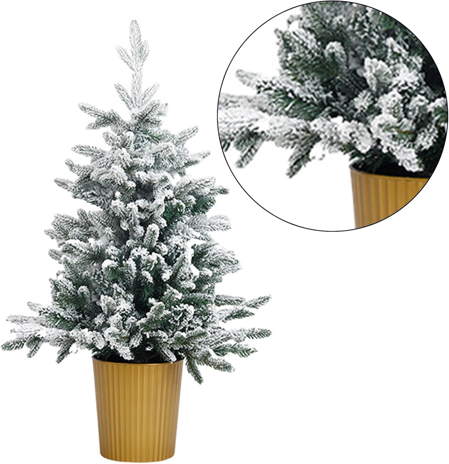 Desktop Christmas Tree with Basin Artificial Tree Decoration Tabletop Decor Holiday Ornament Home Offices Party Supplies