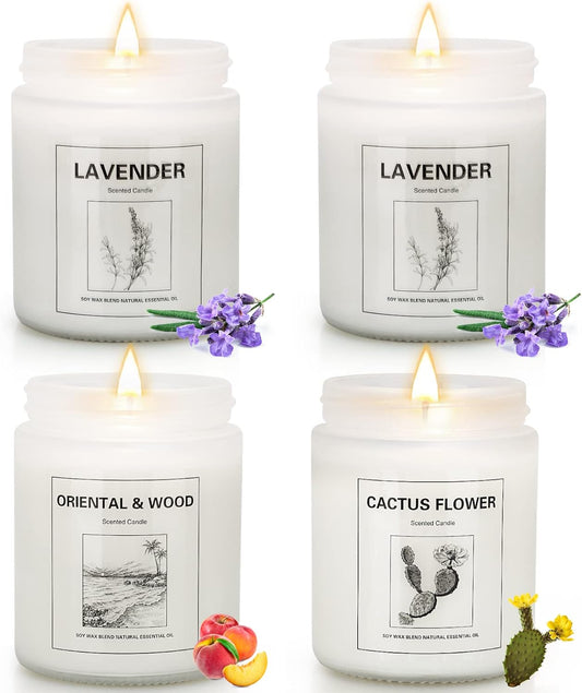 4 Pack Candles for Home Scented, Lavender Candles Set, Aromatherapy Jar Candles for Home, 28 oz 200 Hour Long Lasting Candles, Scented Candles Gifts Set for Women, Birthday, Valentine, Anniversary