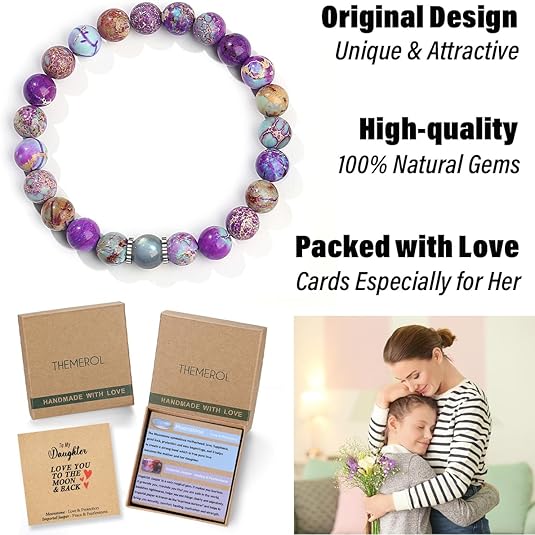 Natural Gemstone Bracelet Gifts for Daughter Mom Sister Niece Aunt Wife Girlfriend Grandma