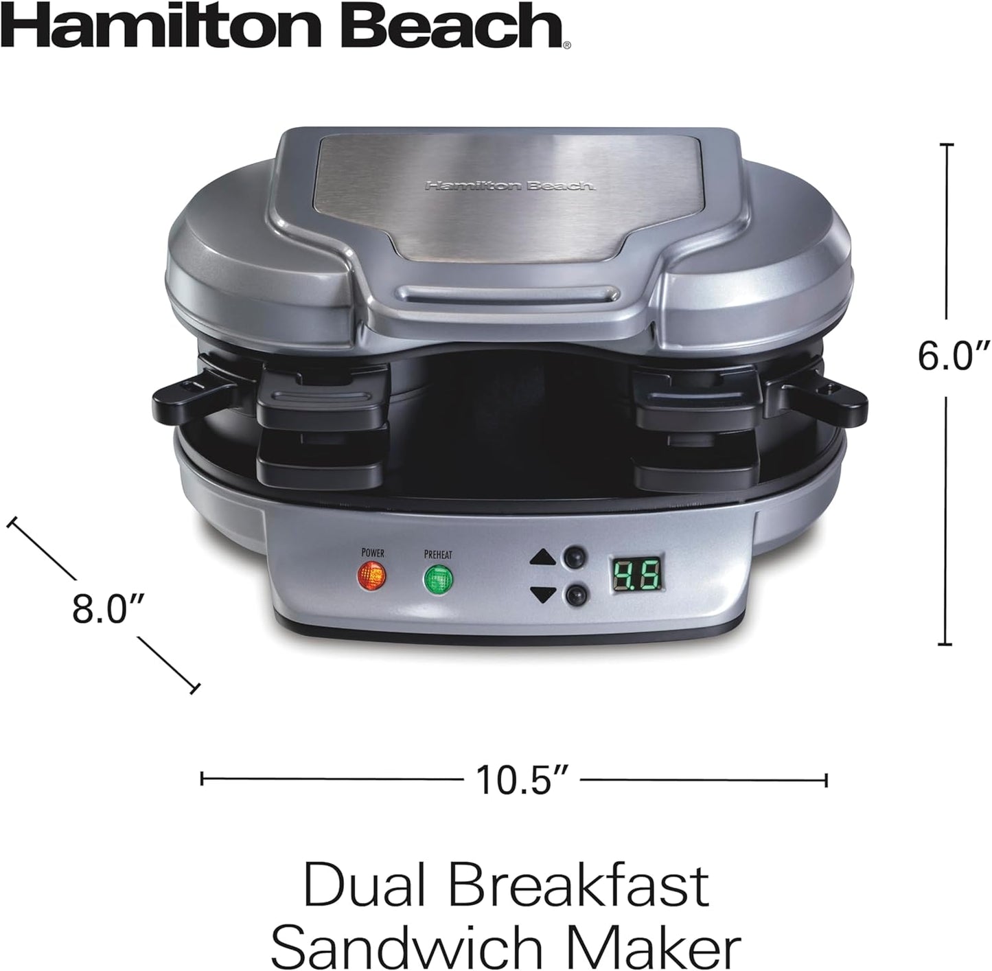 Hamilton Beach Dual Breakfast Sandwich Maker with Timer, Silver (25490A)