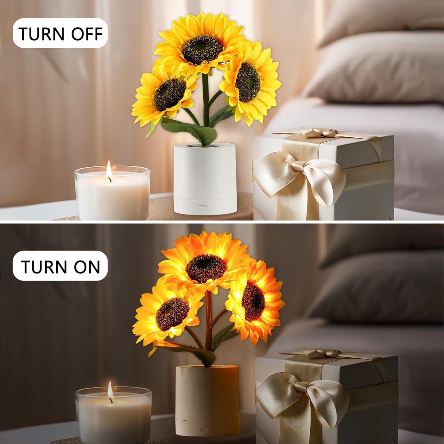 Sunflower LED Lamp for Women Valentines, Ideal for Bedroom Decor, Sunflower Gifts for Mom Grandma Teacher Aunt Girlfriends Coworker Friend Wife Anniversary Birthday Christmas Valentine's Day