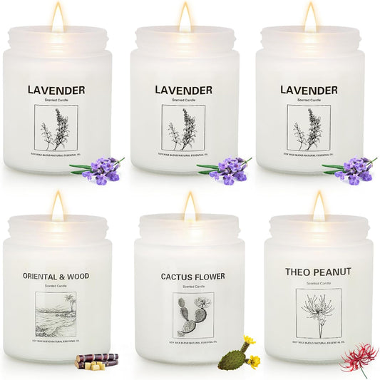 Candles for Home Scented,Lavender Candles Gifts Set,Made with Natural Soy Wax & Essential Oils, 6 Pack 42 Oz Candles Gifts for Women, Ideal for Birthday, Valentine's Day, Thanksgiving, Christmas Gifts