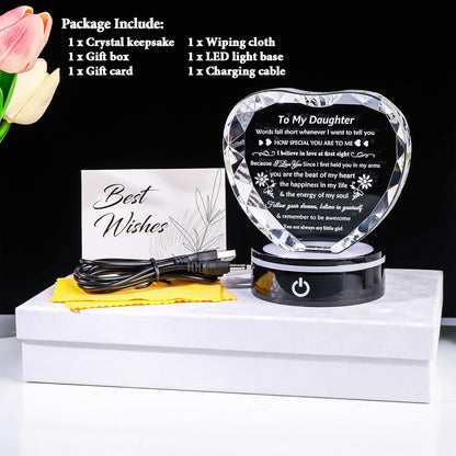 YWHL Daughter Gifts from Mom Dad Best Birthday Graduation Gifts Ideas For Adult Daughter To My Daughter Crystal Keepsake Present with Light Base Gifts for Daughter on Christmas Valentines Mothers Day