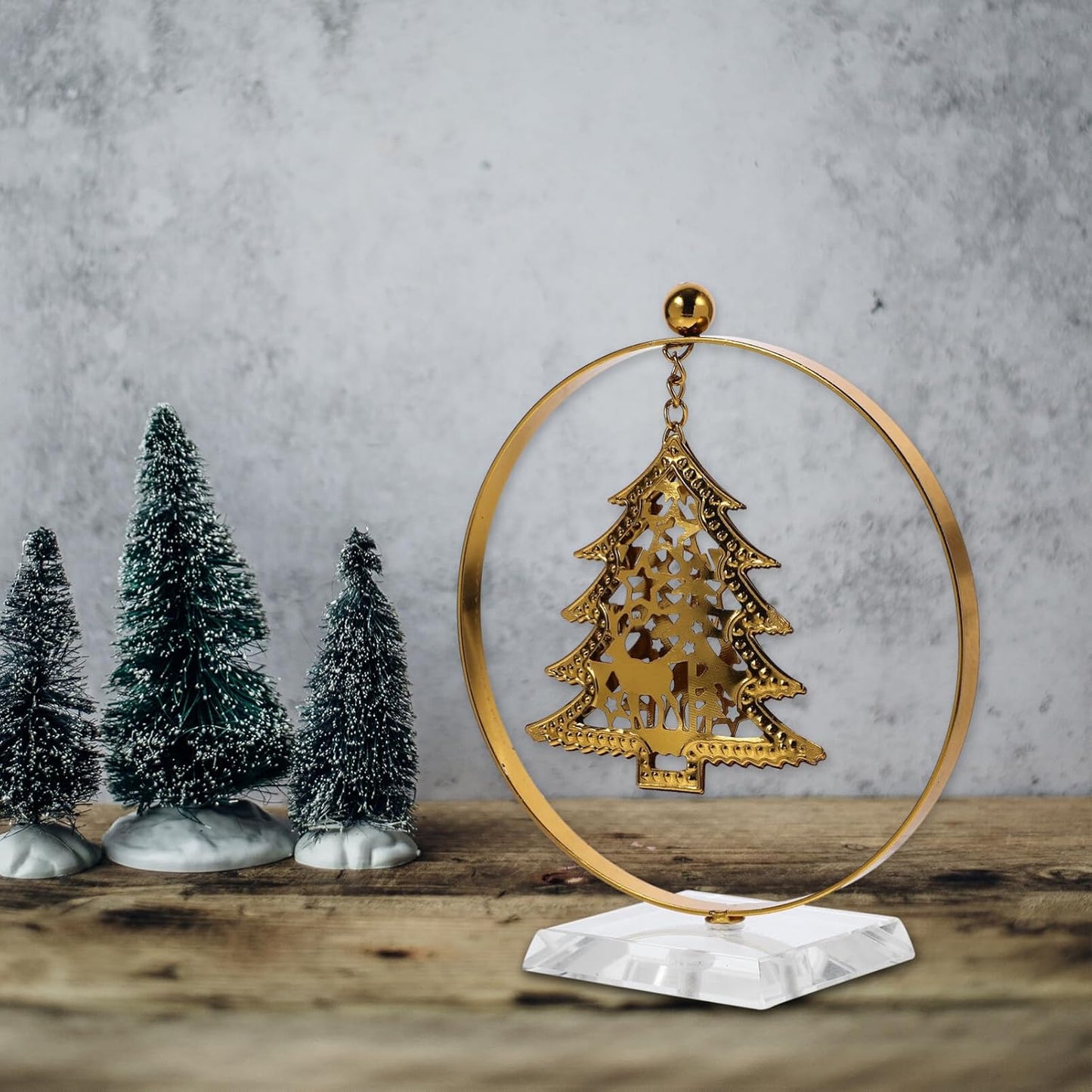 ABOOFAN Decor Christmas Ornaments Desktop Ornament Metal Christmas Tree Tabletop Christmas Tree Ornament Christmas Tree with Stand Christmas Tree Adornment Office Crystal Elk Metal Tree