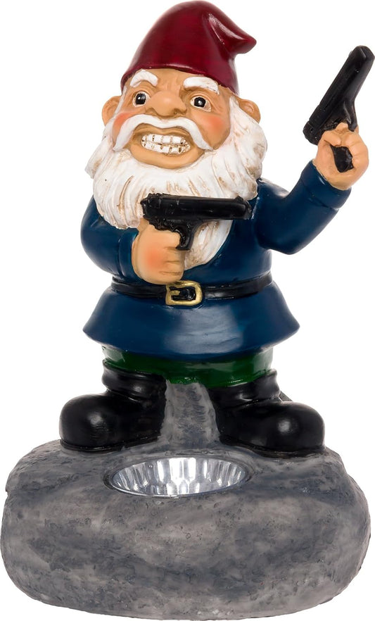 GreenLighting Garden Gnome Outdoor Figurine - Hand Painted Funny Novelty Lawn Statue Decoration for Front Yards, Flowerbeds and Offices (2nd Amendment)