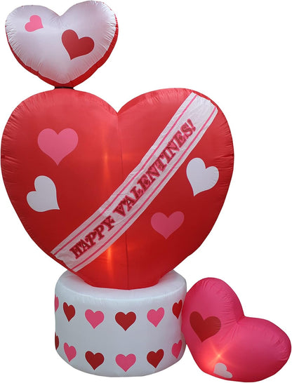 8 Foot Tall Animated Inflatable Valentine's Hearts with Top Heart Rotating - Romantic Valentines Gift for Couples, Idea, Blow Up Lighted Decor Indoor Outdoor Holiday Art Decor Decorations