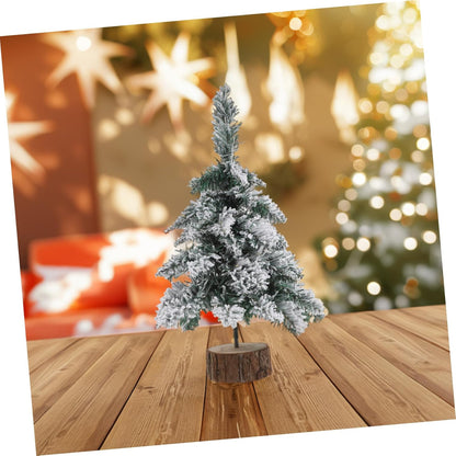 Miniature Snow Flocked Christmas Tree with LED Lights Tabletop Pine Tree for Desk and Home Decor Mini Artificial Small Christmas Tree Decoration