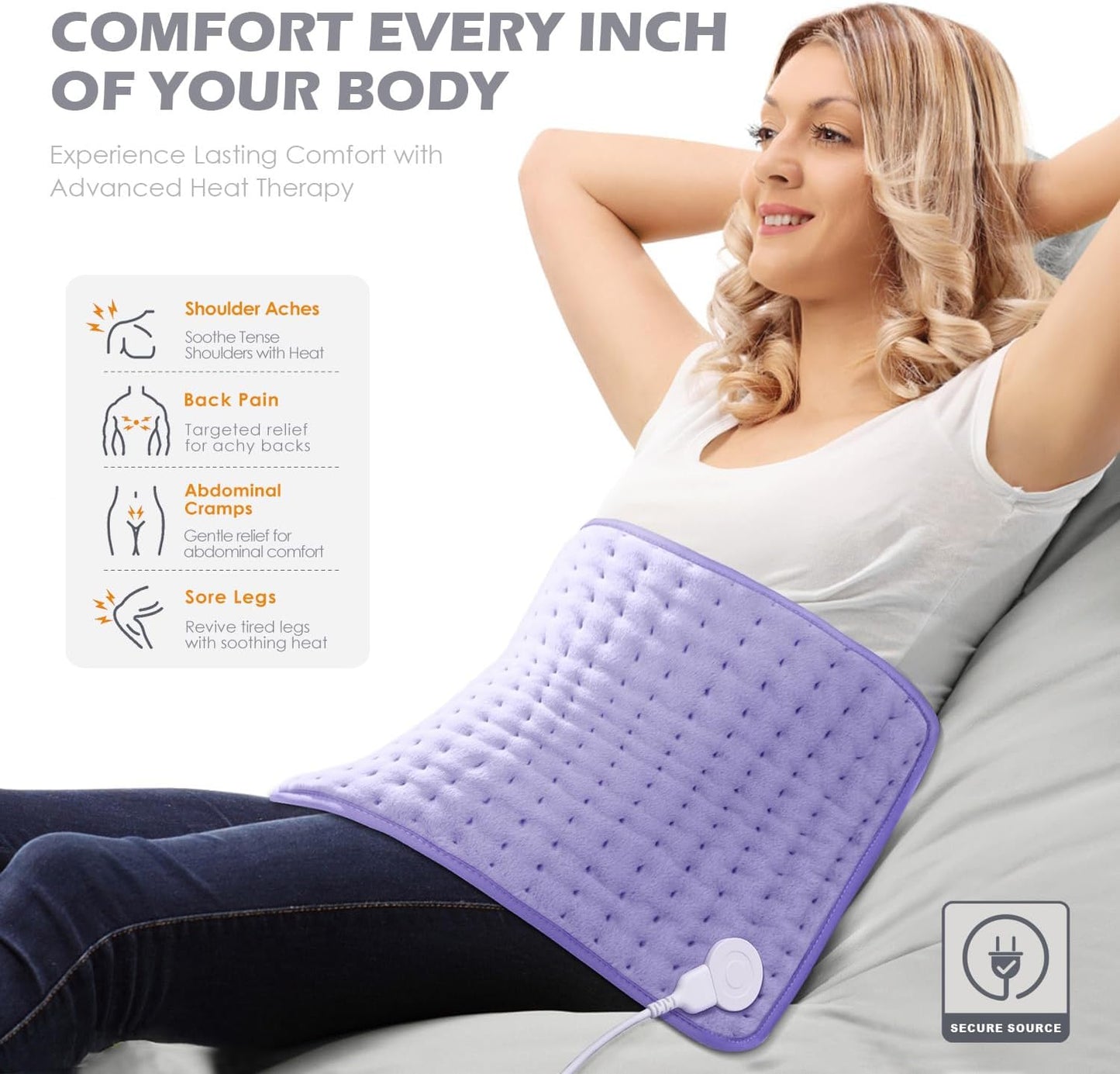 Heating Pad for Back Pain Cramps Relief - Electric Heating Pad for Neck/Shoulder/Muscle Pain - 6 Heat Settings, Auto Off, Moist Heat Options, Machine Washable, Christmas Gifts for Women,Mom,Sister -XL