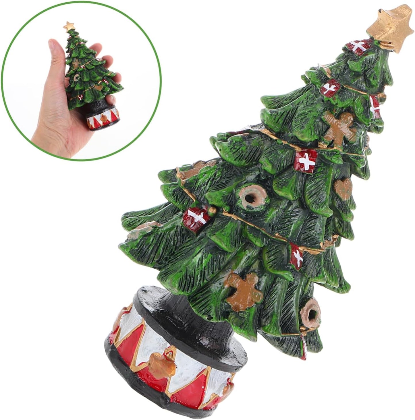 Mini Christmas Tree Figurine Resin Tabletop Xmas Tree Statue Desktop Pine Tree Brush Trees Tables for Holiday Desktop Photo Props