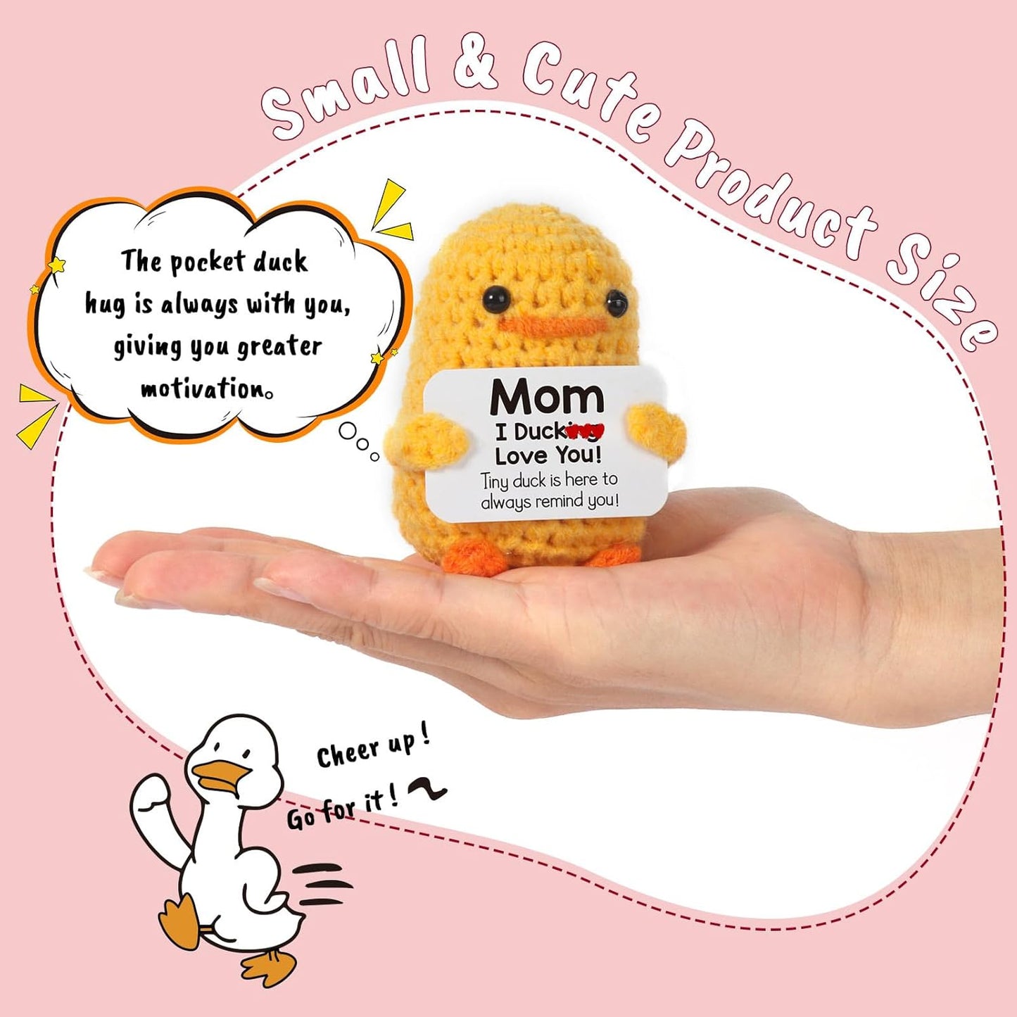 MBL Funny Birthday Gifts for Mom – I Duck Love You Mom, Handmade Crochet Cute Small Duck Unique Presents for Mama Bonus Step Mom Mother in Law Mothers Day Christmas Stocking Stuffers Valentines