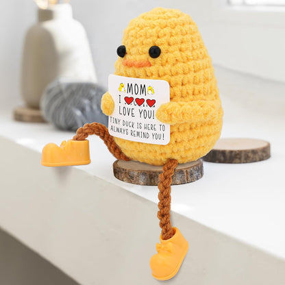 Gifts for Mom Long Legged Cute Support Duck, Christmas Mothers Day Birthday Gifts for Mom from Daughter Son, Handmade Crochet Knitted Positive Cute Duck Gifts