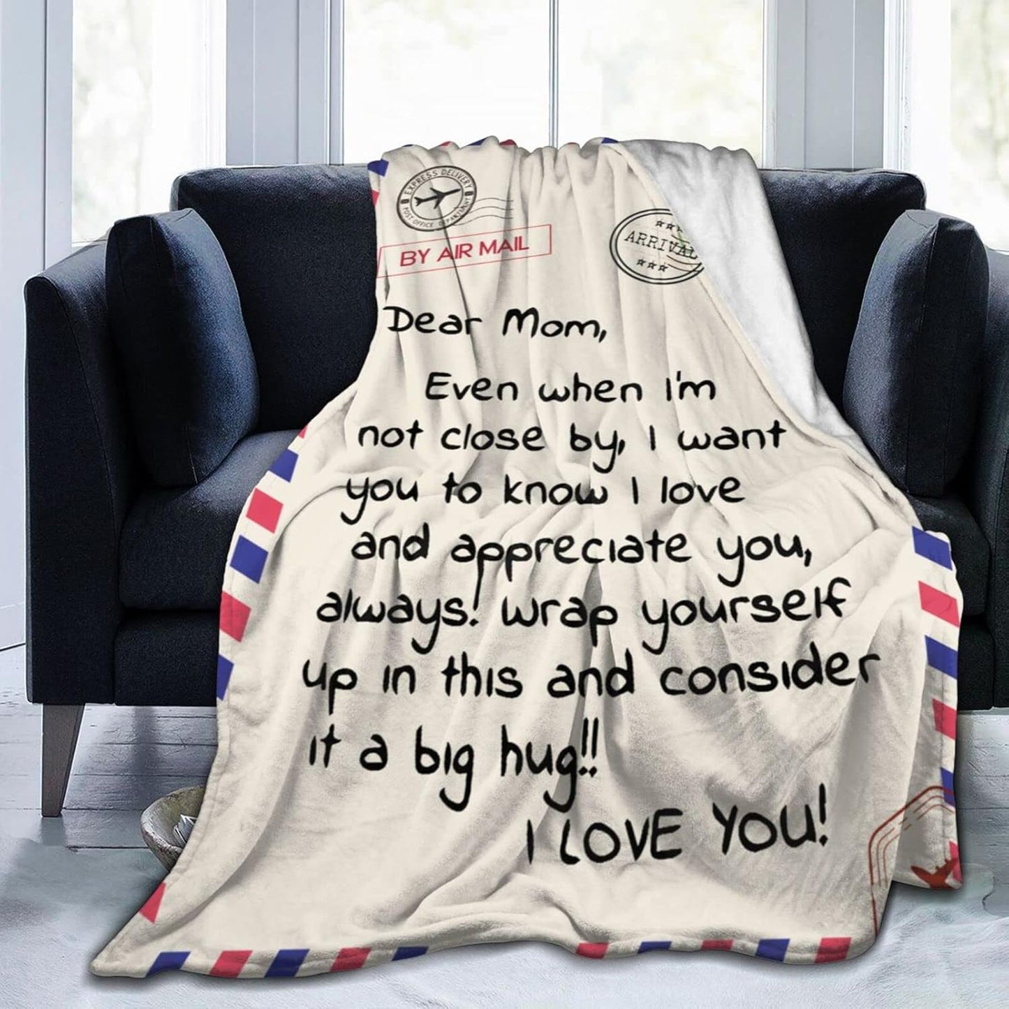 Throw Blankets Anniversary Birthday Gift for Mom from Daughter Son, Dear Mom Blanket for Mother's Day, Super Soft Flannel Throw Blankets for Christmas Valentines Day for Bed Couch(50x60)