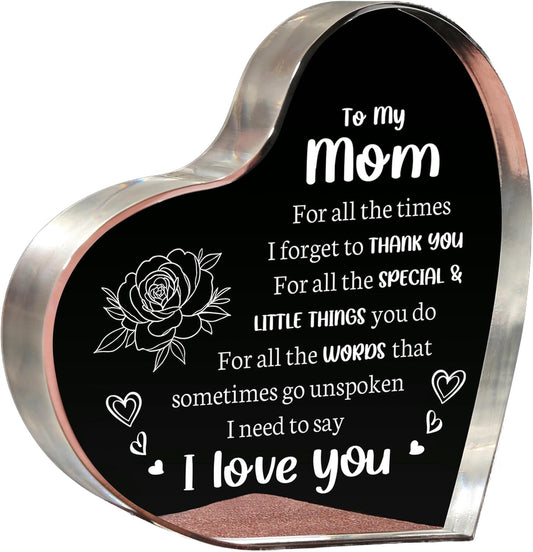 Gifts for Mom, Mom Christmas Gifts - Acrylic Keepsake 3.9x3.9 Inch - I Love You Mom Birthday Gifts from Son - Best Mothers Day Valentines Day Gifts for Mom