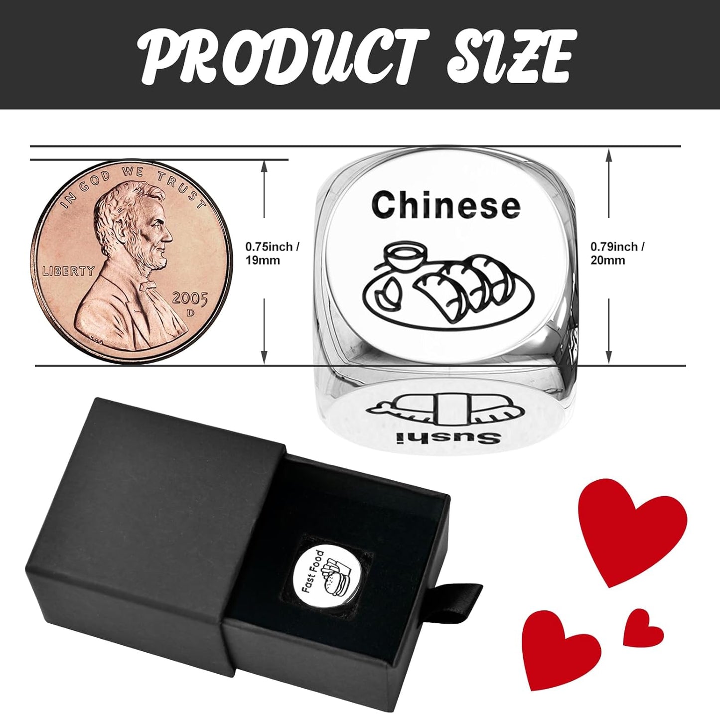 Stocking Stuffers for Women Men Adults,Christmas Gifts for Women Men,Valentines Day Gifts for Him Her,Anniversary Steel Food Decision Dice Couple Gifts Girlfriend Boyfriend Funny White Elephant Gifts