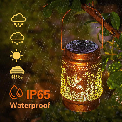 Hummingbird Solar Lanterns Outdoor Waterproof Hanging Solar Lights Hummingbird Gifts for Women Men Metal Decorative LED Hummingbird Lanterns for Garden Decor,Yard,Patio,Lawn,Tabletop,Pathway,Landscape