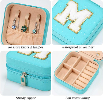 Parima Valentines Day Gifts for Girls - Travel Jewelry Case for Girls Jewelry Box | Gifts for Friends Women Unique Christmas Gifts for Women | Friends Gifts Personalized Gifts - Letter J, Aqua Blue