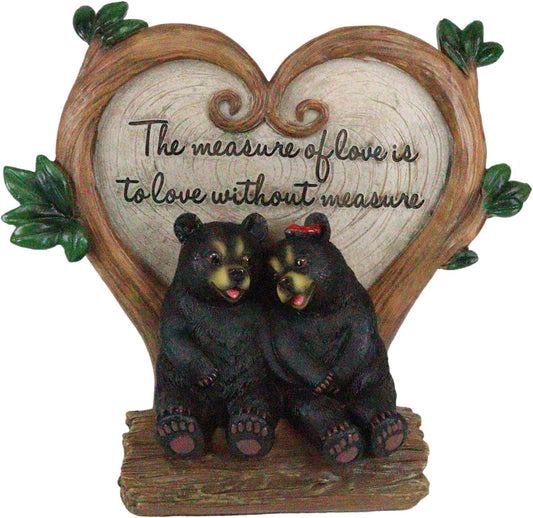 Ebros Black Bear Couple Under Heart Shaped Willow Tree Figurine Love Without Measure 6.75" Tall Forest Animal Love Tale for Anniversary Or Valentine's Day Decor Statue