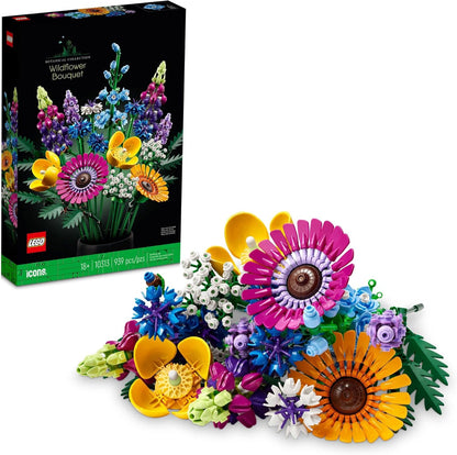 LEGO Icons Wildflower Bouquet Set - Artificial Flowers with Poppies and Lavender, Adult Collection, Unique Home Décor, Botanical Piece, 10313