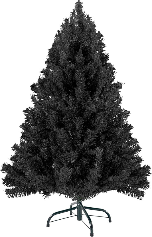 4ft Black Christmas Tree - Premium Hinged Artificial Small Christmas Tree, Canadian Fir Full Bodied 4 Feet Tree with 320 Tips, Lightweight and Easy to Assemble Holiday Décor Tree with Metal Stand