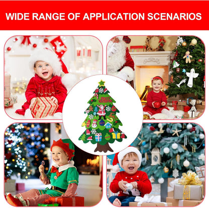 DIY Felt Christmas Tree Set with Detachable Ornaments - 3Ft Lighted Wall Hanging, Fun and Creative Activity for Kids and Families, Great for Christmas Decorations and Gift Giving