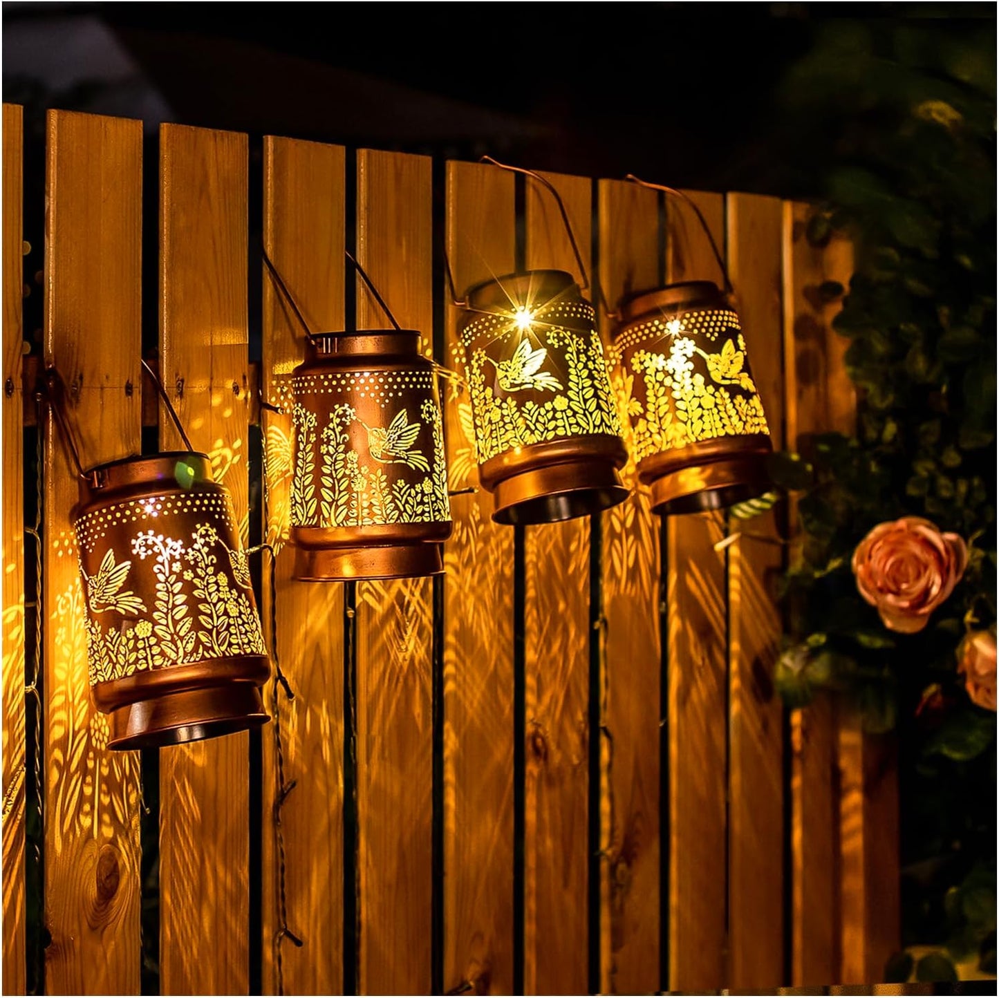 Hummingbird Solar Lanterns Outdoor Waterproof Hanging Solar Lights Hummingbird Gifts for Women Men Metal Decorative LED Hummingbird Lanterns for Garden Decor,Yard,Patio,Lawn,Tabletop,Pathway,Landscape