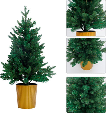 Desktop Christmas Tree with Basin Artificial Tree Decoration Tabletop Decor Holiday Ornament Home Offices Party Supplies