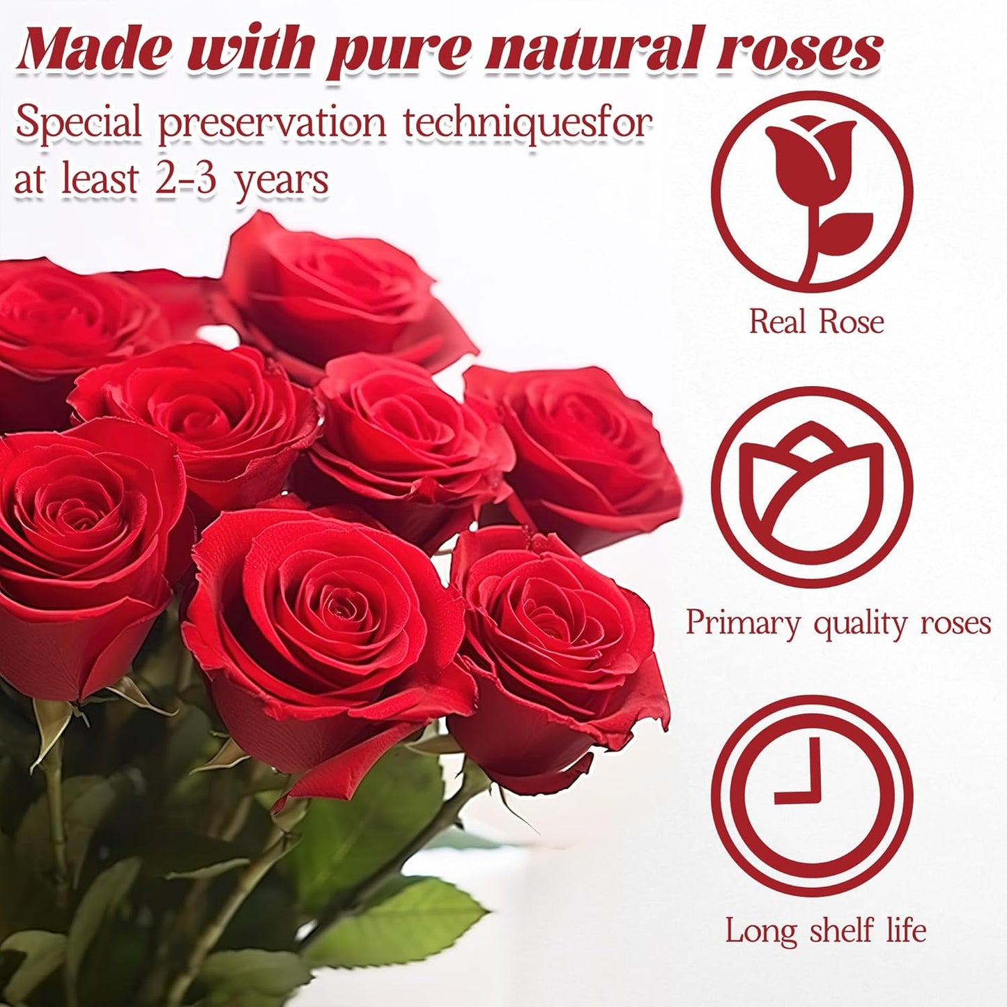 Forever Rose Flowers for Delivery Prime - 9pcs Preserved Fresh Roses, Genuine Roses That Last for Years, for Birthday Gifts for Women, Valentines Day, and Mother's Day (Deep Purple)