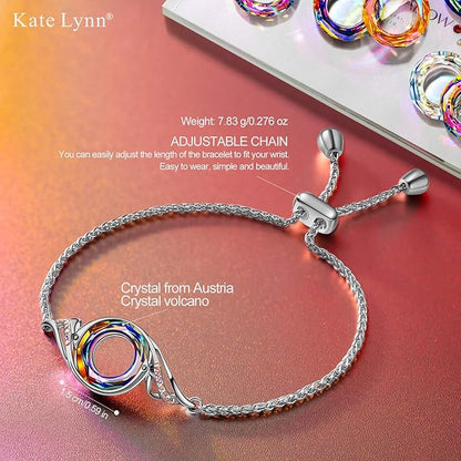 Kate Lynn ♥ Rise From the Ashes Phoenix Bracelet Made with Crystals from Austria, Adjustable Slider Bracelet for Women, Packaged with Jewelry Box, Birthday Gift for Women, Symbol of Luck and Renewal