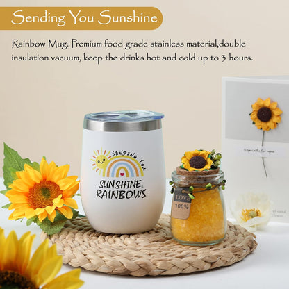 Sunflower Gifts for Women Sending Sunshine Gift-Valentines Day Gifts for Her Birthday Gifts for Women-Get Well Gift Baskets for Women-Inspirational Blanket Self Care Gifts for Women Mom Wife Friends