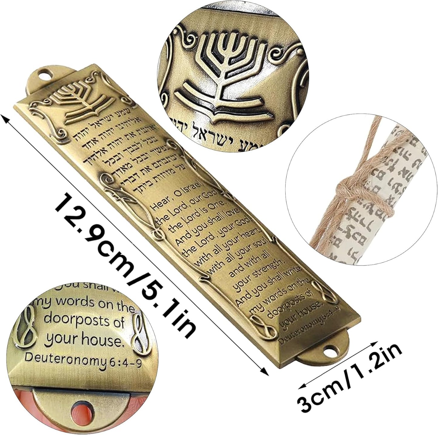 Set of 2 Mezuzahs - Metal Mezuzahs with Scrolls for Indoor Outdoor - Jewish Mitzvah Door Mezuzah Case - Eternal Love Mezuzah Set -Elegant Mezuza Plaque - Ideal Gifts - 5.1x1.2 inch