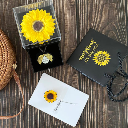 Artificial Sunflower Gifts for Women Her Daughter Girlfriend Wife Mom Friends Sisters Aunt, You are My Sunshine Necklace with Gift Box for Birthday Wedding Mother's Day Xmas Present