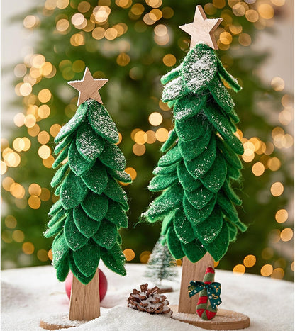 Freestanding Large Felt Christmas Tree with Ornament Holiday Desktop Centerpieces Stylish Home Decoration Accessories