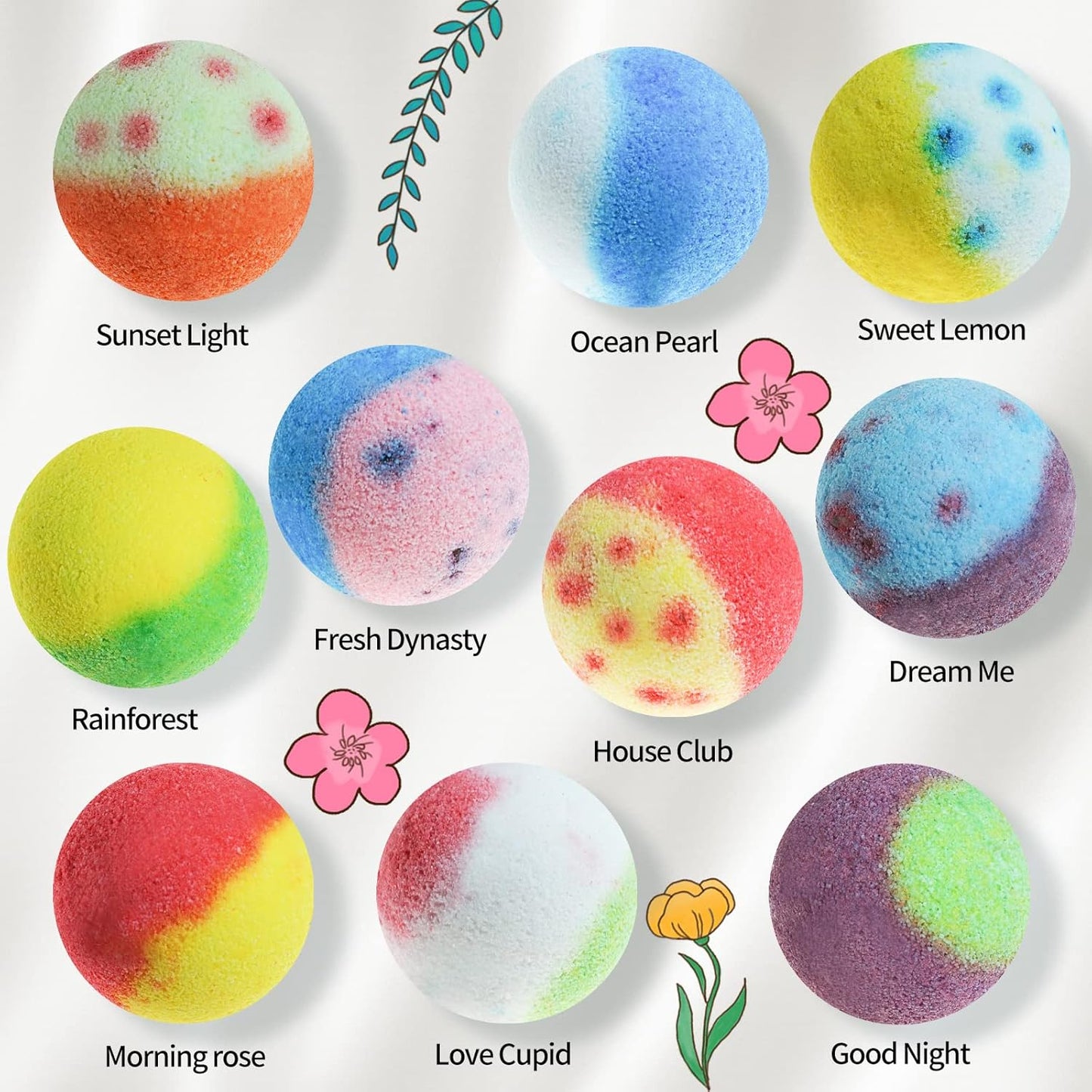 Bath Bombs Gift Set, 10 Organic Bubble Bombs, for Valentine’s Day, Christmas