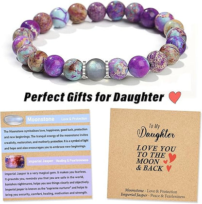 Natural Gemstone Bracelet Gifts for Daughter Mom Sister Niece Aunt Wife Girlfriend Grandma